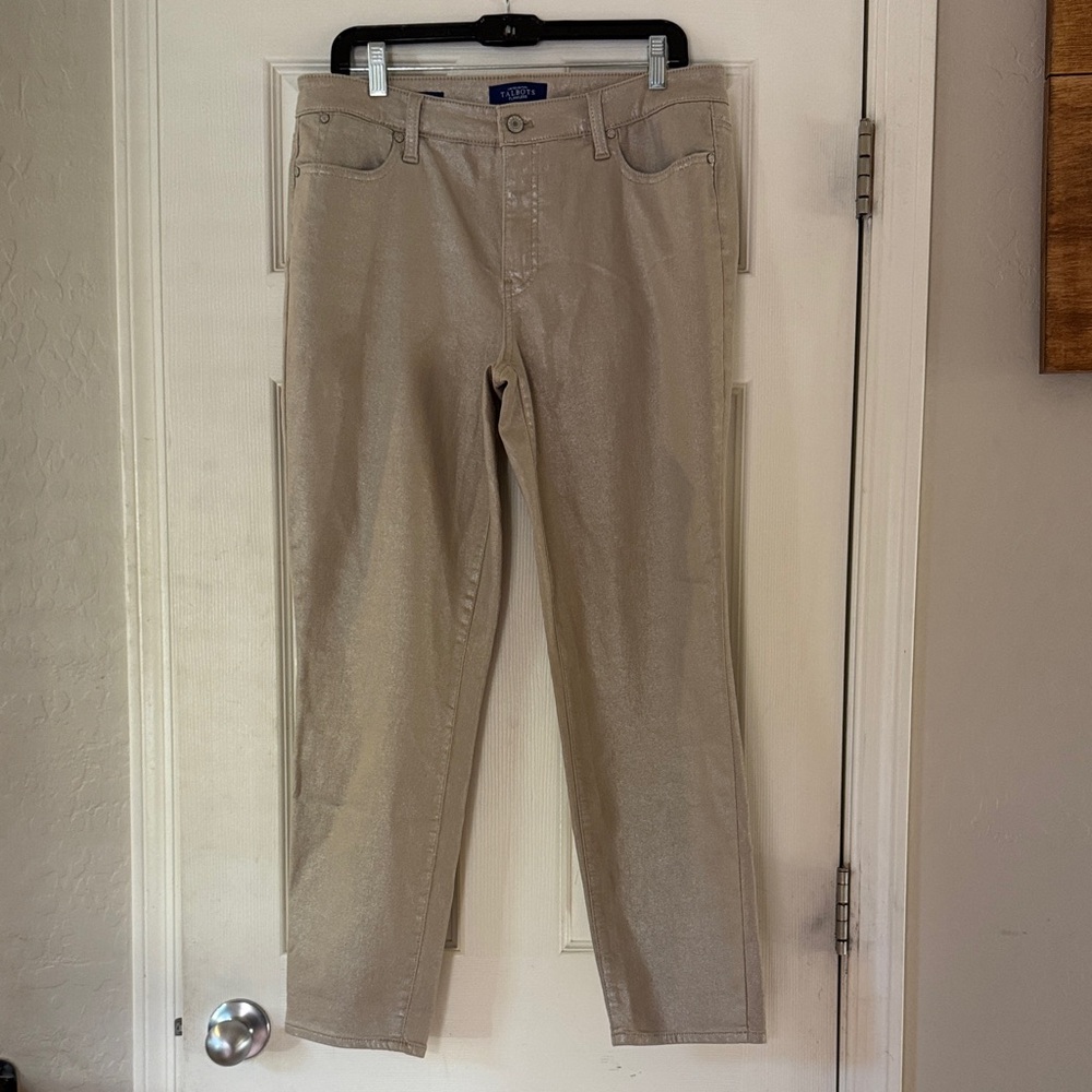Talbots Shimmering Light Gold Slim Ankle Pants